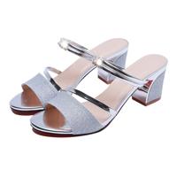 Dik met open teen vis mond sandalen schoenmaat: 34 (zilver)