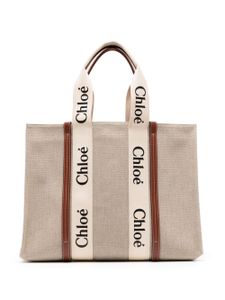 Chloé grand sac cabas Woody en coton - Tons neutres