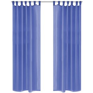 VidaXL Gordijnen voile 140x225 cm koningsblauw 2 st
