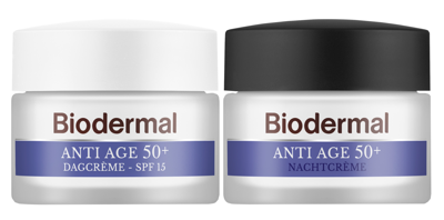 Combiset Biodermal Anti Age 50+ Gezichtsverzorgingsroutine - Dag- en Nachtcrème - 2 stuks Combiset Biodermal Anti Age 50+ Gezichtsverzorgingsroutine - Dag- en Nachtcrème - 2 stuks