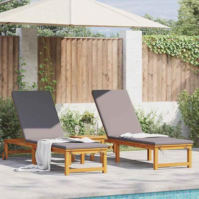 Ligstoel 2 pcs Bruin 53 x 202 x 89cm Massief acaciahout
