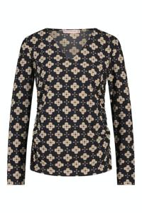 Studio Anneloes Rezy Clover Shirt 09187 T-shirt Lange Mouw 9023 Black/cinnamon