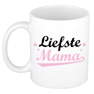 Cadeau koffie/thee mok voor mama - roze - de liefste - keramiek - 300 ml - Moederdag
