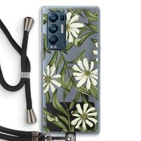 Wit bloemenpatroon: Oppo Find X3 Neo Transparant Hoesje met koord