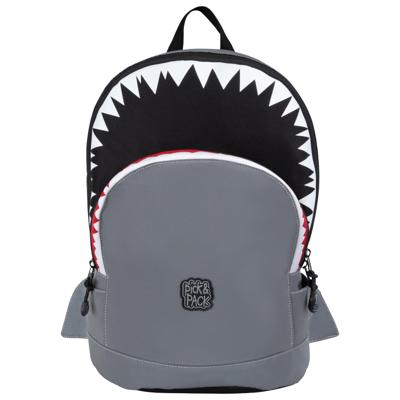 Pick&Pack Kinder Rugzak Happy Haai Grijs M