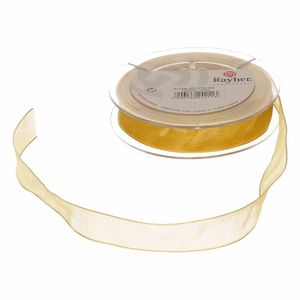 1x Gouden organzalint rollen 1,5 cm x 10 meter cadeaulint/kadolint verpakkingsmateriaal