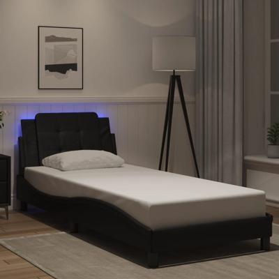 Bedframe met LED zonder matras "Zadar" kunstleer zwart 90x200 cm