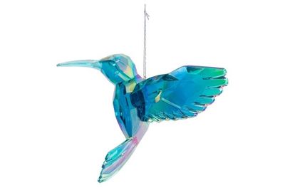Ornament pvc kolibri h7 cm glitter/blauw - Kurt s adler