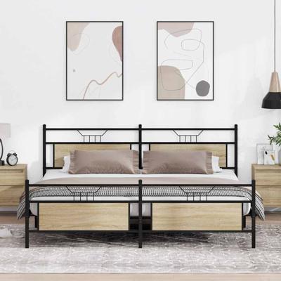 Bedframe zonder matras metaal sonoma eikenkleur 200x200 cm