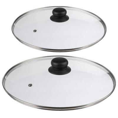 Secret de Gourmet - Set van 2x universele glazen pannendeksels - voor pannen van dia 16 en 20 cm Secret de Gourmet - Set van 2x universele glazen pannendeksels - voor pannen van dia 16 en 20 cm