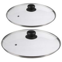 Secret de Gourmet - Set van 2x universele glazen pannendeksels - voor pannen van dia 16 en 20 cm