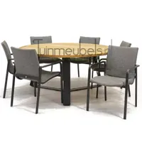 Tuinstoel Anzio dining Light Antracite met Basso 160 cm teaktafel