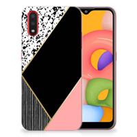 Samsung Galaxy A01 | TPU Hoesje | Zwart Roze Vormen