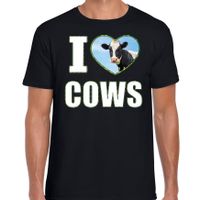 I love cows t-shirt met dieren foto van een koe zwart voor heren