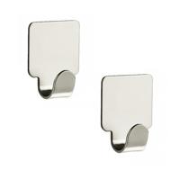 Handdoekhaken plakhaken vierkant - 3x - nikkel mat - handdoek/theedoek - 1,7 x 4 cm