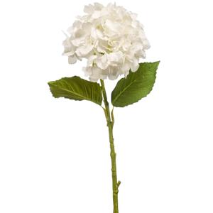 Kunstbloem Hortensia tak - 52 cm - wit - Real Touch - hydrangea - kunst zijdebloemen