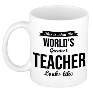 Worlds Greatest Teacher cadeau koffiemok / theebeker voor leraar / lerares 300 ml