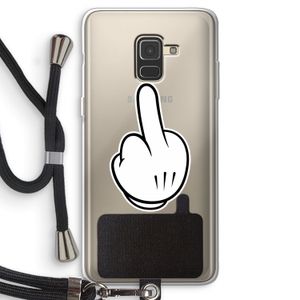 Middle finger white: Samsung Galaxy A8 (2018) Transparant Hoesje met koord