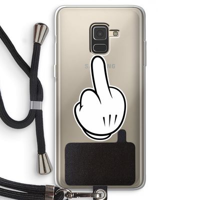 Middle finger white: Samsung Galaxy A8 (2018) Transparant Hoesje met koord