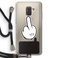 Middle finger white: Samsung Galaxy A8 (2018) Transparant Hoesje met koord