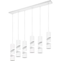 LED Hanglamp - Trion Meser - GU10 Fitting - 6-lichts - Rechthoek - IP20 - Mat Wit - Metaal