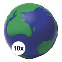 10x Anti-stressballen wereldbol 6,5 cm   -
