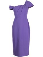 Marchesa Notte robe mi-longue asymétrique en crêpe - Violet