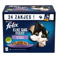 Felix Elke Dag Feest Mix Selectie met tonijn, zalm, rund, kip in gelei kattenvoer (24x85g) 1 x (24 x 85 g)