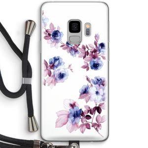 Waterverf bloemen: Samsung Galaxy S9 Transparant Hoesje met koord