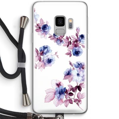 Waterverf bloemen: Samsung Galaxy S9 Transparant Hoesje met koord