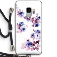 Waterverf bloemen: Samsung Galaxy S9 Transparant Hoesje met koord