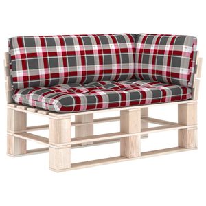 VidaXL Palletkussens 3 st ruitpatroon stof rood