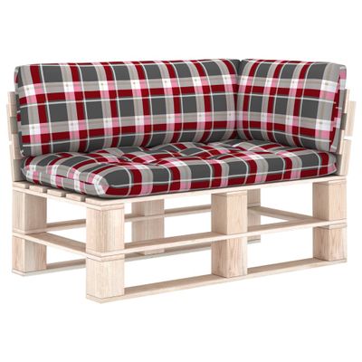 VidaXL Palletkussens 3 st ruitpatroon stof rood