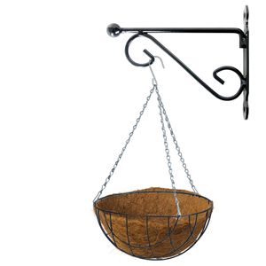 Hanging basket 25 cm met metalen muurhaak en kokos inlegvel