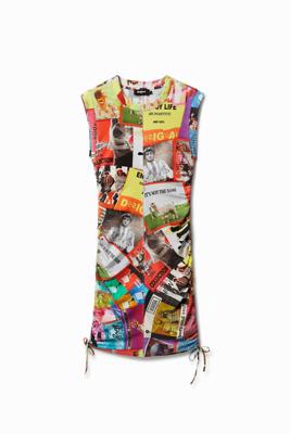 Slim fit korte jurk met aantrekkoorden - RED - L