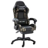 Racestoel met voetensteun kunstleer zwart en camouflage