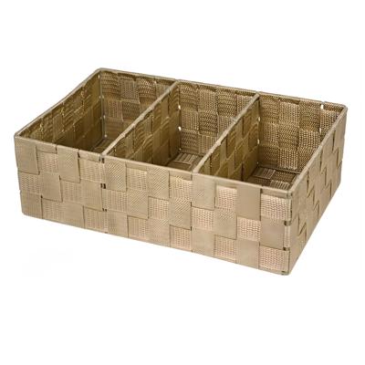 Opbergmanden - 3 vaks - bruin - ladekast organizer - sokken / ondergoed