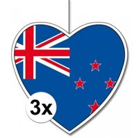 3x Nieuw Zeeland hangdecoratie harten 28 cm   -