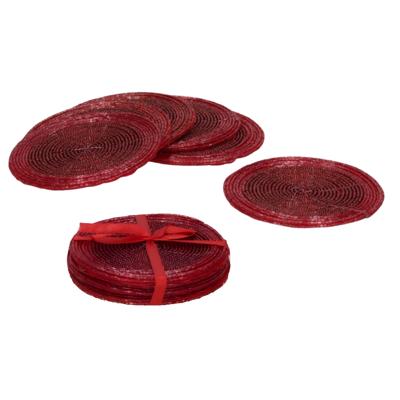 Gerimport Onderzetters - 12x stuks - kunststof - rood - 10 cm - voor glazen
