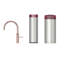 Quooker Fusion Round Keukenkraan Set - Kokend Warm- en Koud Water - Rosé Koper - met COMBI+ Reservoir & CUBE - Direct Gekoeld Bruisend Water