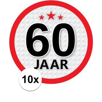 60 jaar leeftijd sticker - 10x - rond - Dia 15 cm - 60 jaar verjaardag - jubileum - leeftijd versier