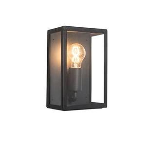 QAZQA Industriële buiten wandlamp zwart met glas 25,5 cm IP44 -