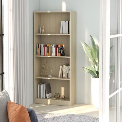vidaXL Boekenkast met 4 schappen 60x24x142 cm spaanplaat sonoma eiken vidaXL Boekenkast met 4 schappen 60x24x142 cm spaanplaat sonoma eiken