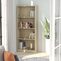 vidaXL Boekenkast met 4 schappen 60x24x142 cm spaanplaat sonoma eiken - thumbnail