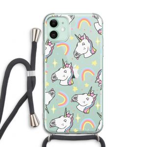 Rainbow Unicorn: iPhone 11 Transparant Hoesje met koord