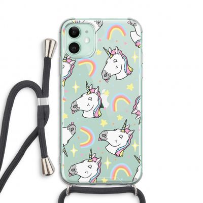 Rainbow Unicorn: iPhone 11 Transparant Hoesje met koord