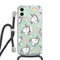 Rainbow Unicorn: iPhone 11 Transparant Hoesje met koord