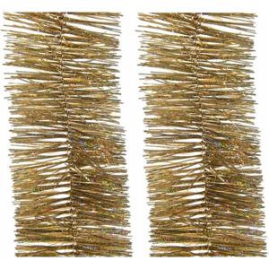 Decoris kerstslingers - 4x - goud glitter - 270 cm - folie/lametta slinger