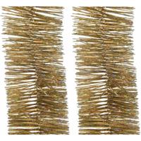 Decoris kerstslingers - 4x - goud glitter - 270 cm - folie/lametta slinger