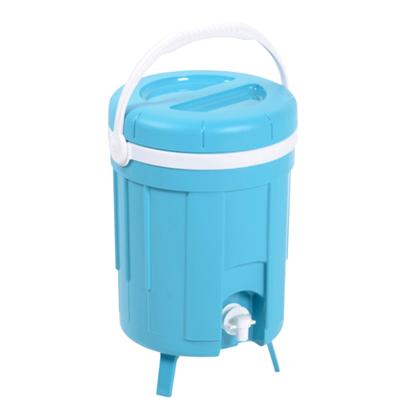 Koelbox drank dispenser - met tap - 8L- plastic - D27 x H39 cm - draagbaar